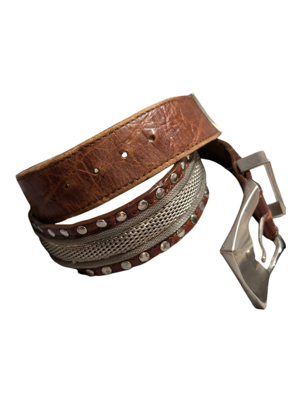 Cheval Design Studio Vintage Super Heavy Leather Mesh Metal Belt